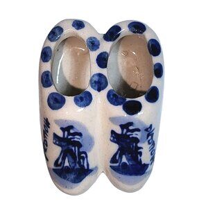 Vintage Holland Porcelain Clogs Magnet Windmills Blue & White Souvenir Travels